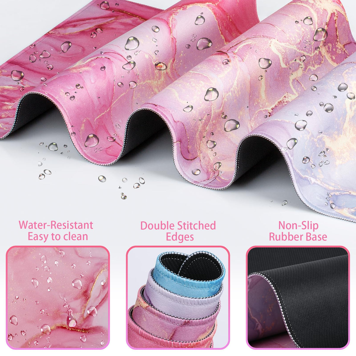 Mouse Pad Pink, Mouse Pad with Wrist Rest, 4-in-1 XXL Extended Large Desk