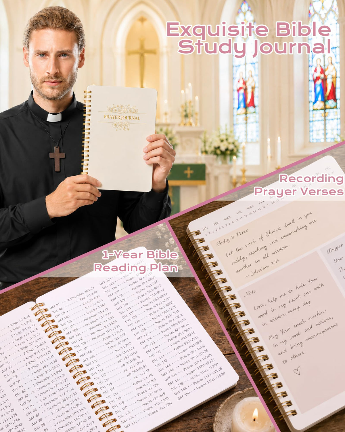 XKDOUS 40 Bible Study Kit, Journaling Supplies for Women with Case, Pink
