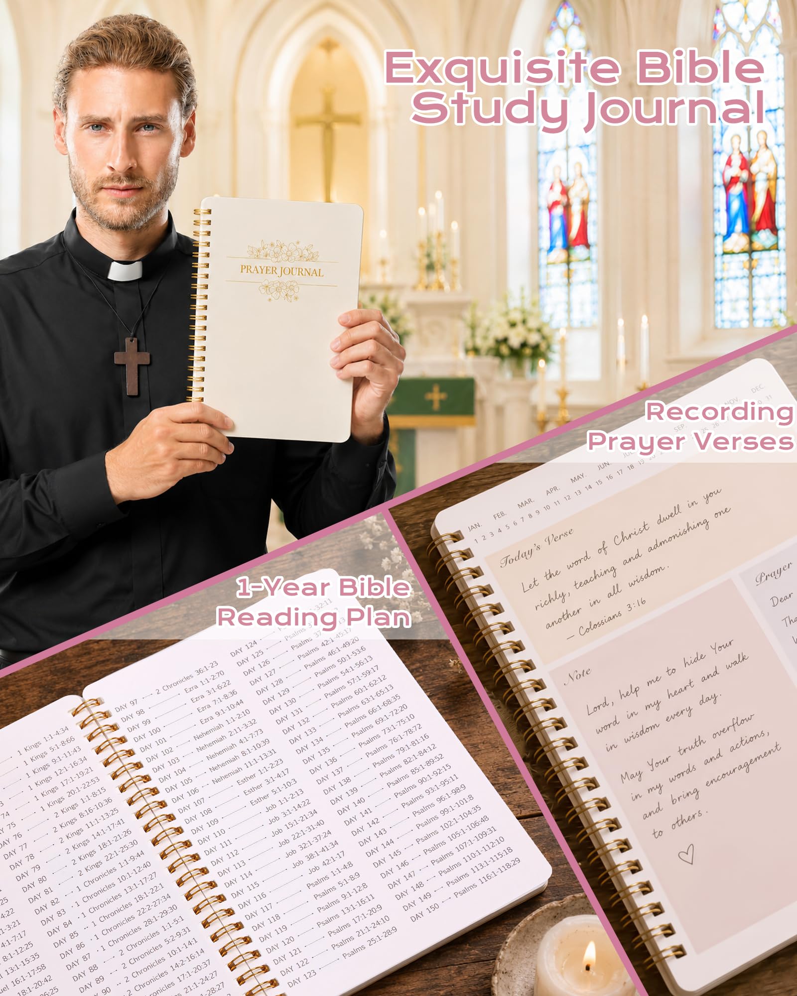 XKDOUS 40 Bible Study Kit, Journaling Supplies for Women with Case, Pink