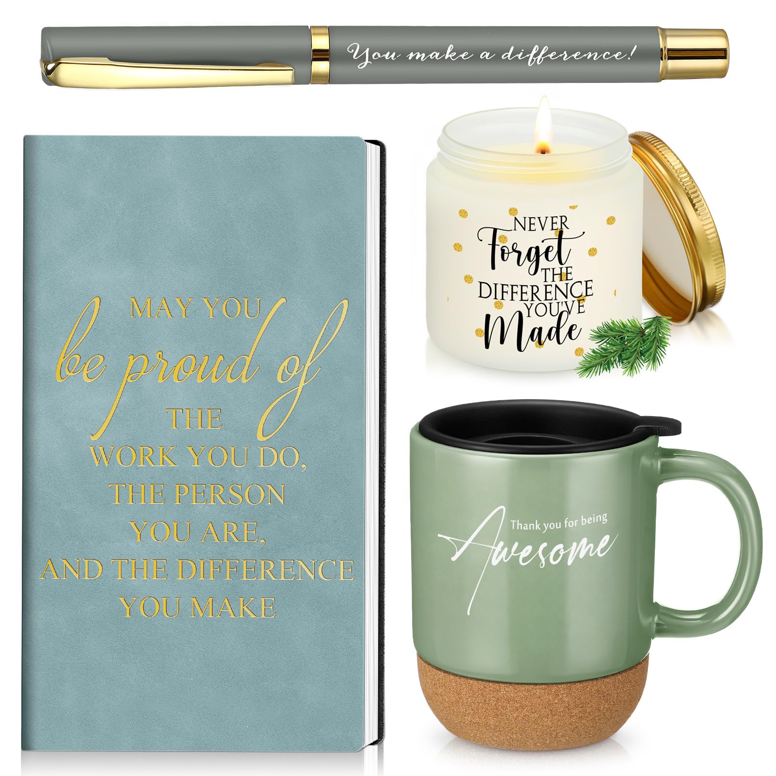 Sayglossy 4 Pcs Thank You Gift Set for Men Women Employee Coworker, Green