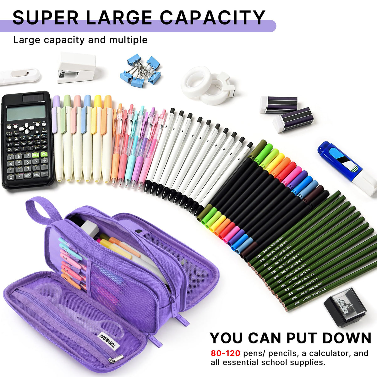 TOPBIDAI Large Pencil Case Pouch for Girls Boy Women Men Adults