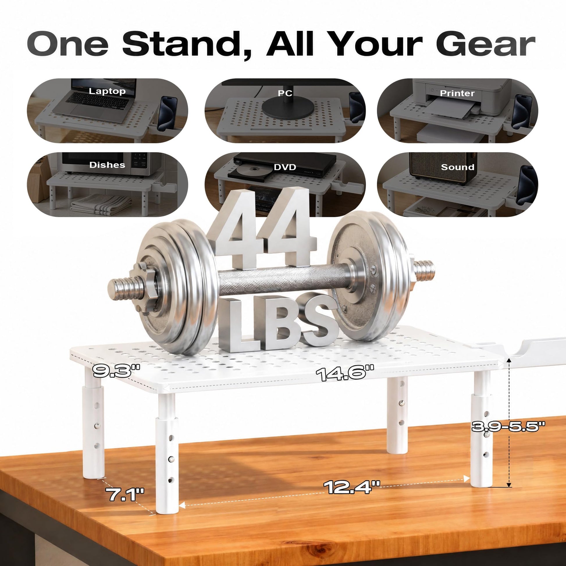 Canyora Computer Monitor Stand Riser for Desk, 3 Height Adjustable PC Laptop TV Desktop Monitor
