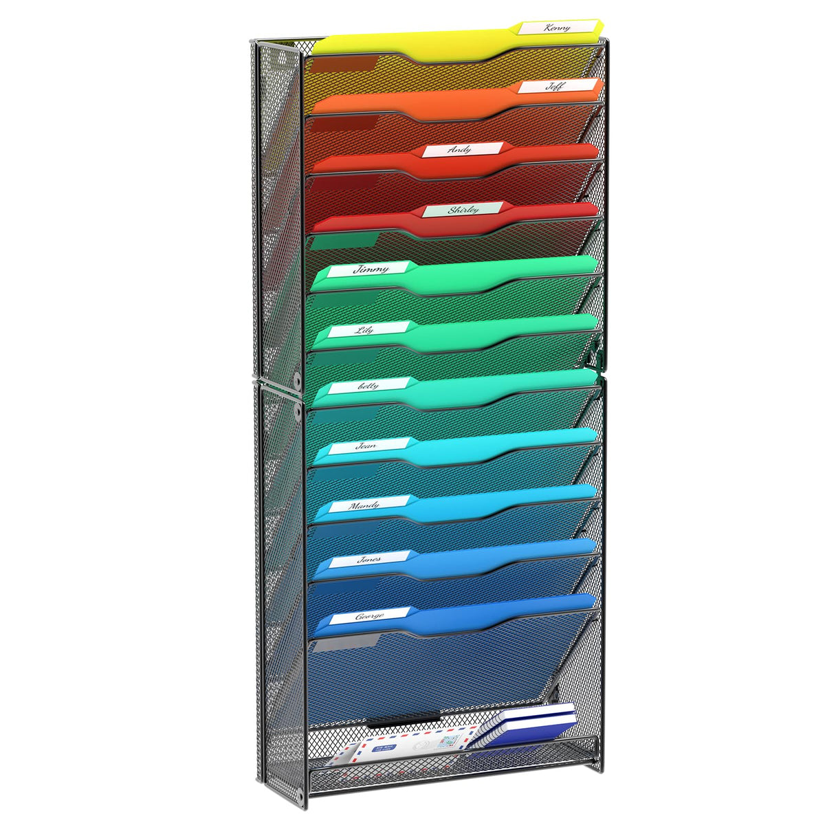 samstar 12 Tier Wall File Organizer, Hanging Wall Mount File Holder Paper Folder Mail Organizer