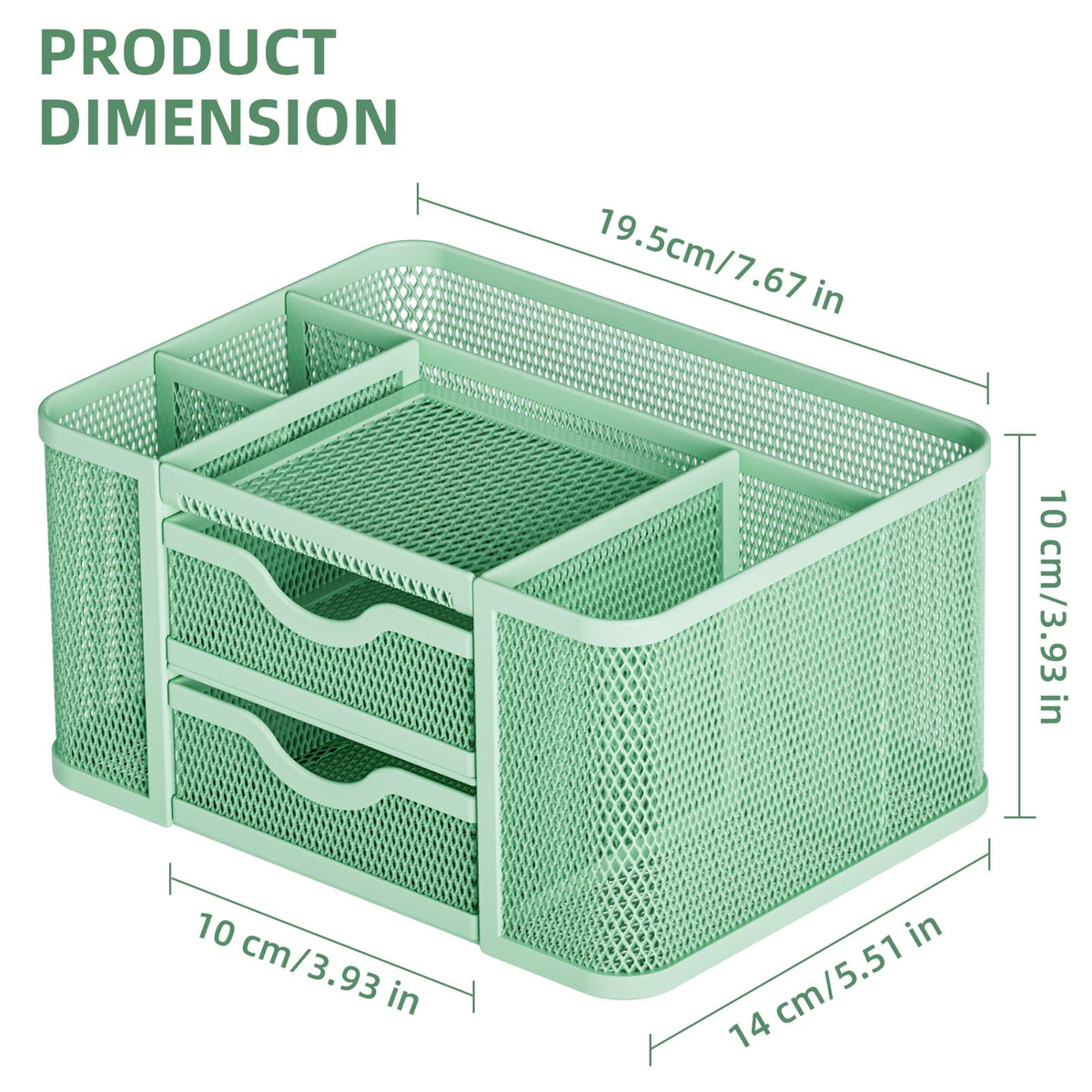 Marbrasse Mesh Desk Organizer, Pen Organizer with 2 Drawer, Multi-Functional Pencil Holder, Desk