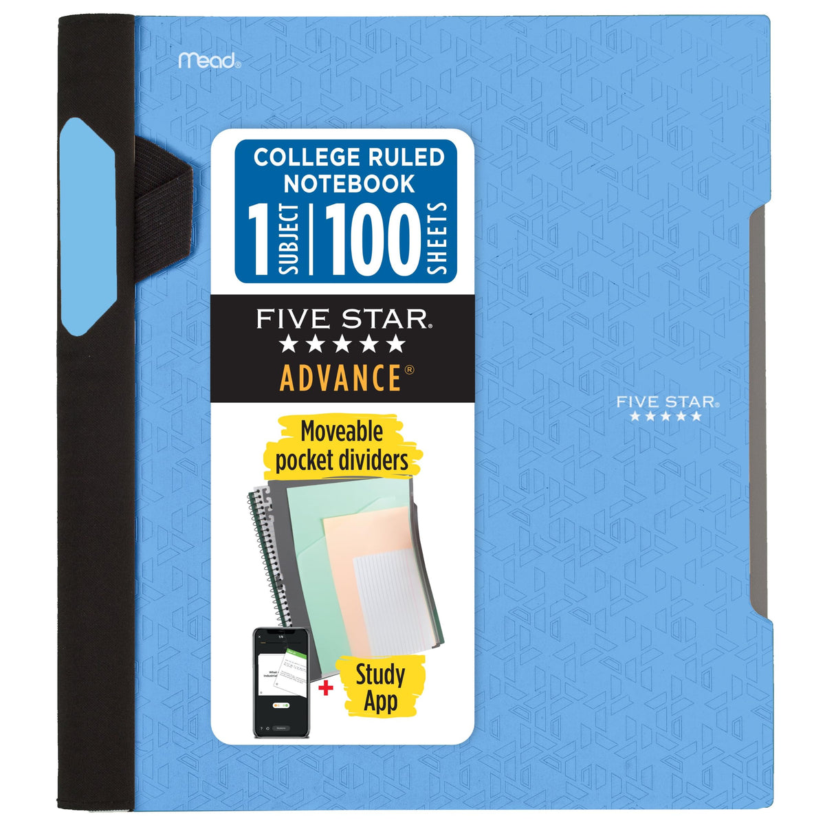 Five Star Advance Spiral Notebook + Study App, 1 Subject, College Ruled Paper, 8-1/2" x 11", 100