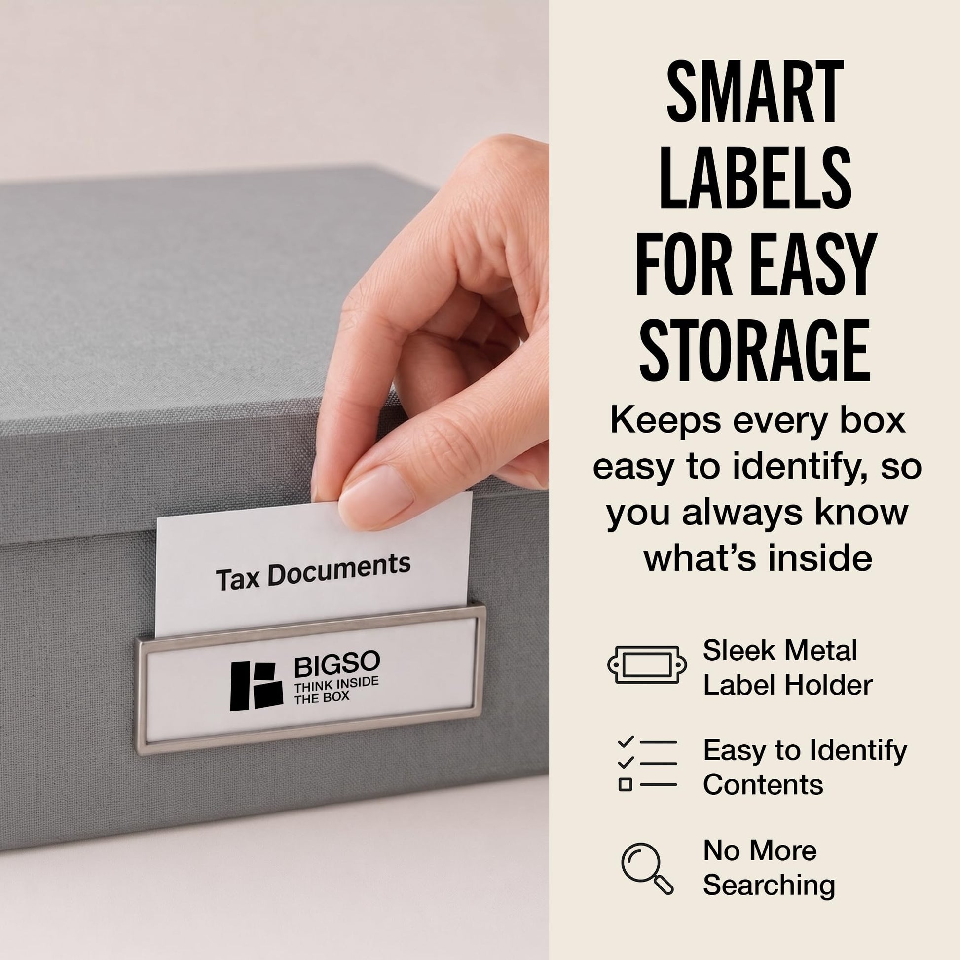 Bigso Oskar Fiberboard Label Frame Document Letter Box | Grey