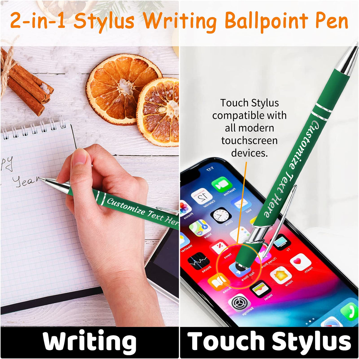 YanNanKe 24 PCS Custom Pens Personalized Bulk, Customized Engraving Ballpoint Pens with Stylus Name
