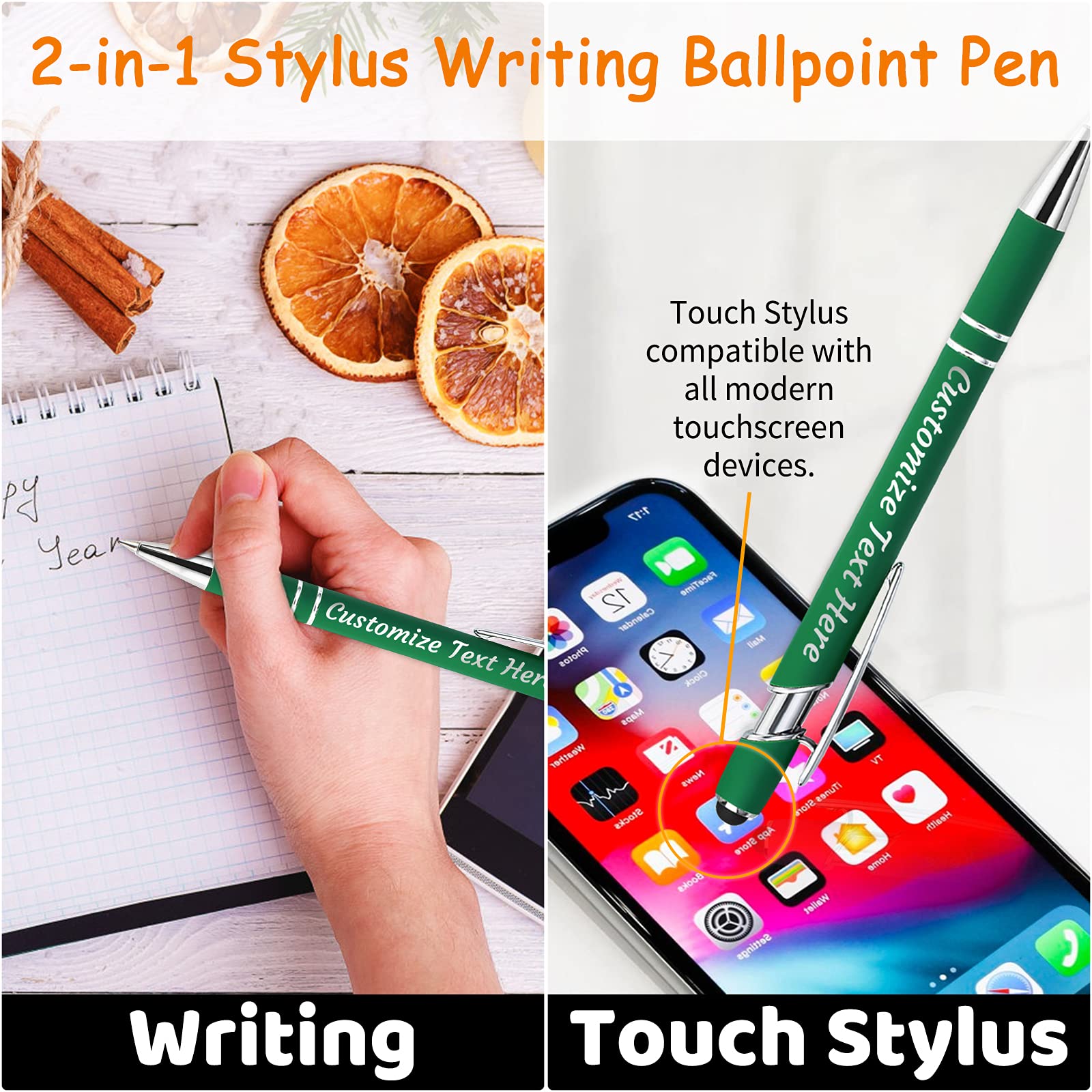 YanNanKe 12 PCS Custom Pens Personalized Bulk, Customized Engraving Ballpoint Pens with Stylus Name