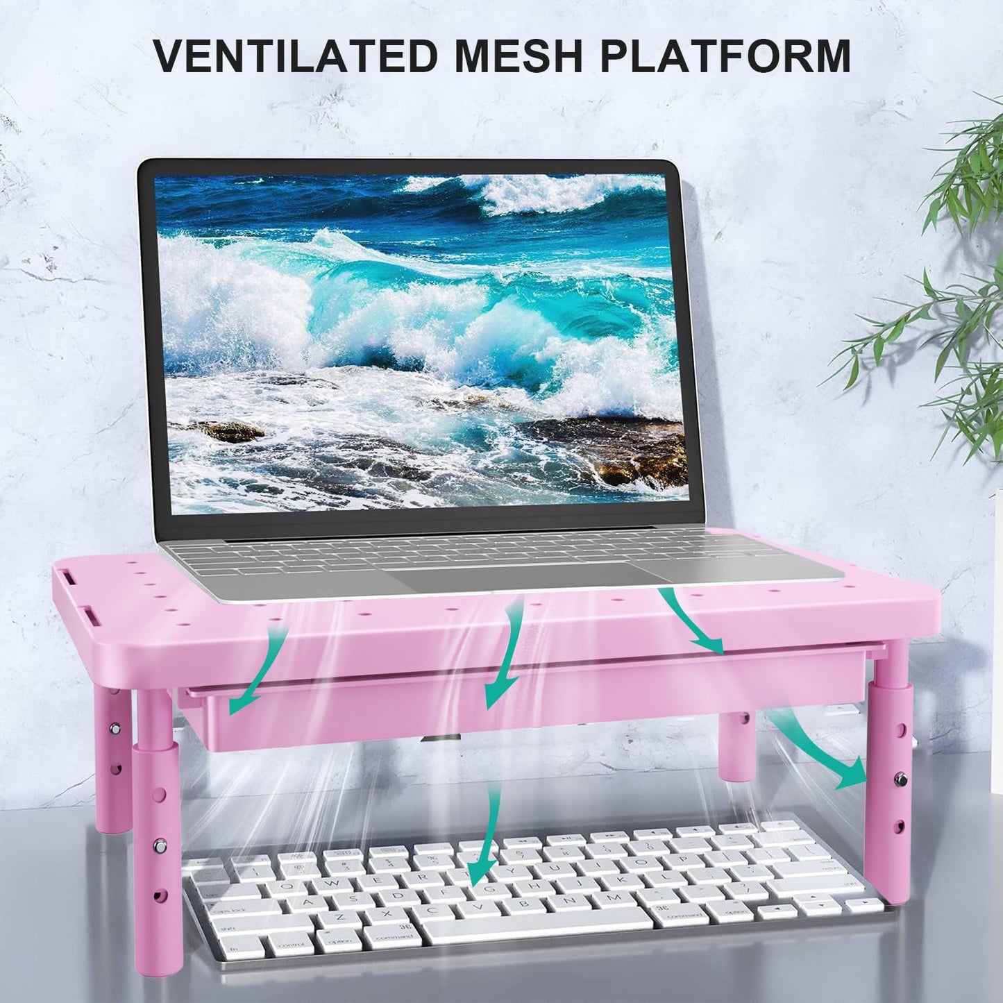 WALI Computer Monitor Stand with Storage, Monitor Riser 3 Height Adjustable