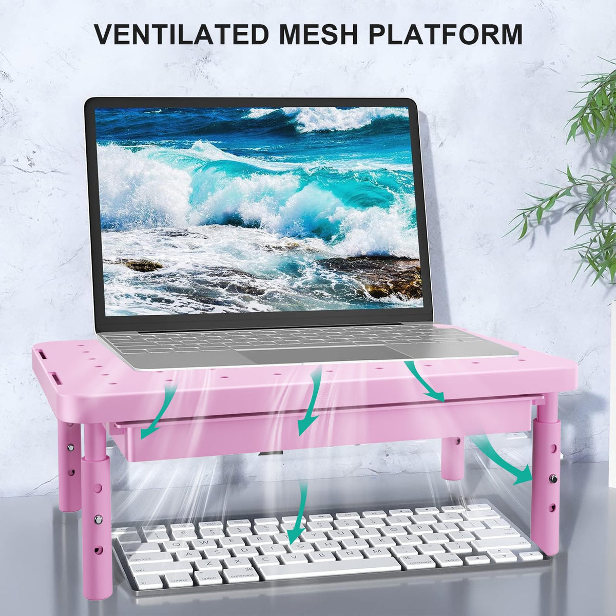 WALI Computer Monitor Stand with Storage, Monitor Riser 3 Height Adjustable