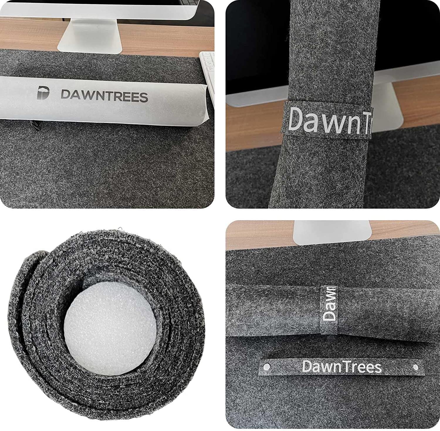 DAWNTREES Felt Desk Mat,Full Keyboard Mat,36" x 16",Dark Gray
