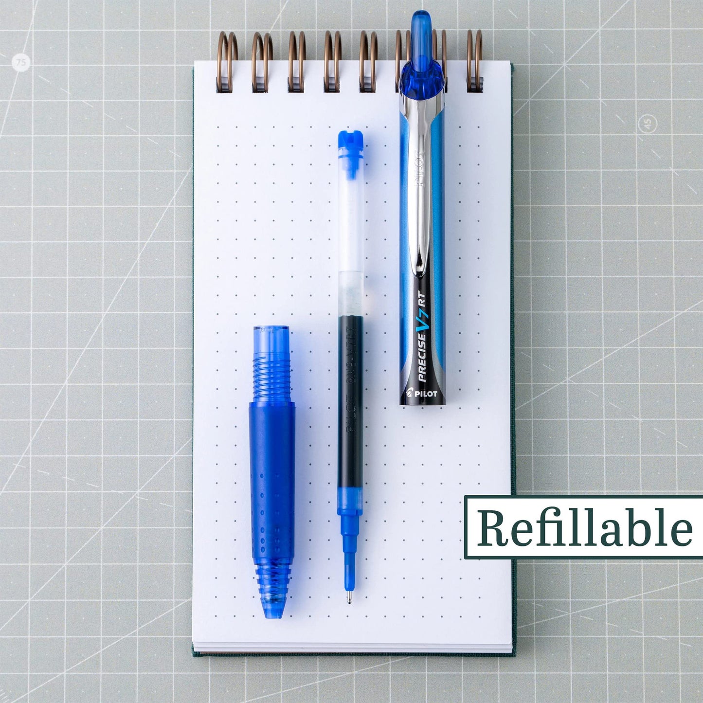 Pilot Precise V7 RT Refillable & Retractable Liquid Ink Rollerball Pens, Blue Ink Pens, Fine Point