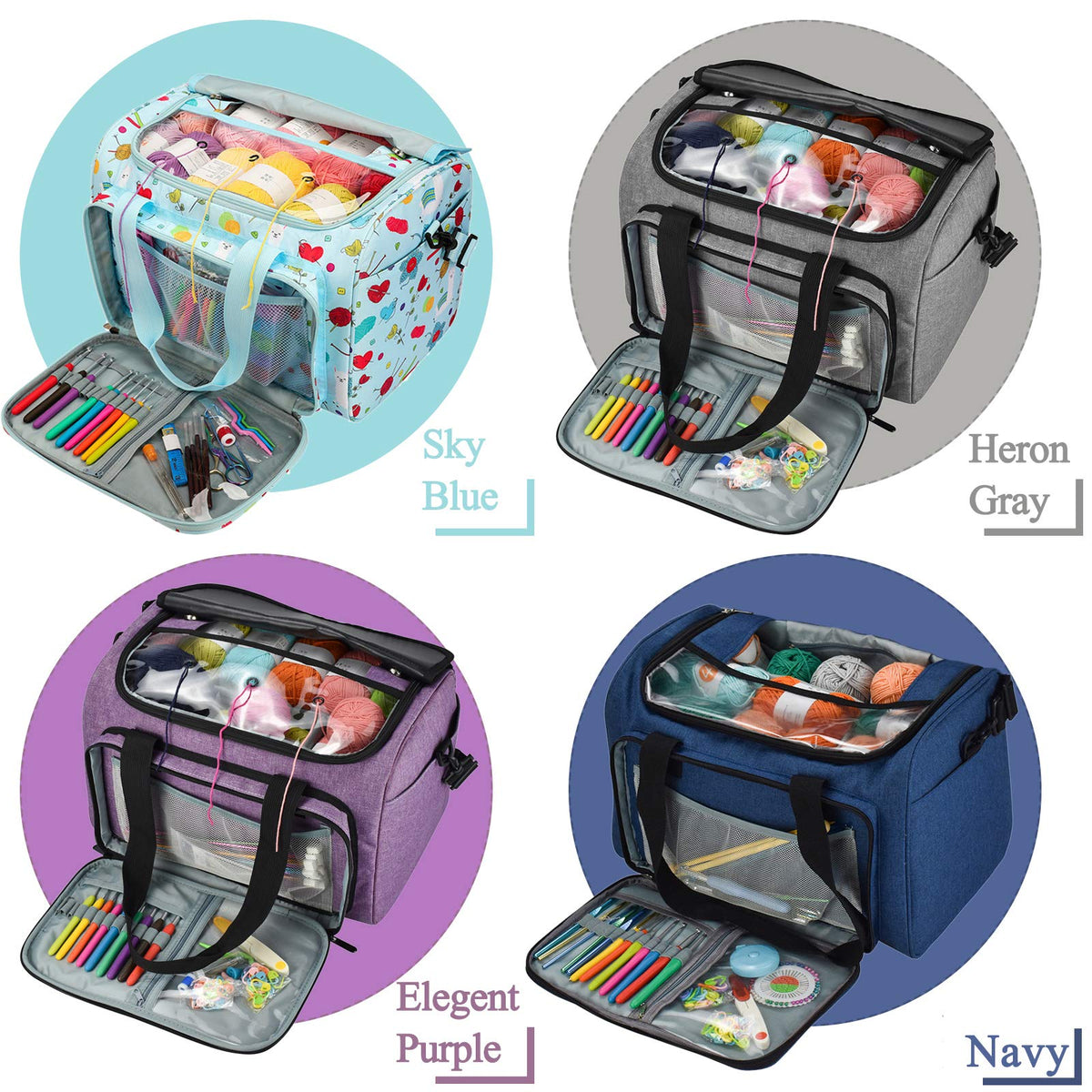 Coopay Large Knitting Bag Yarn Bag for Crochet, Yarn Tote Storage Organizer Portable Individual