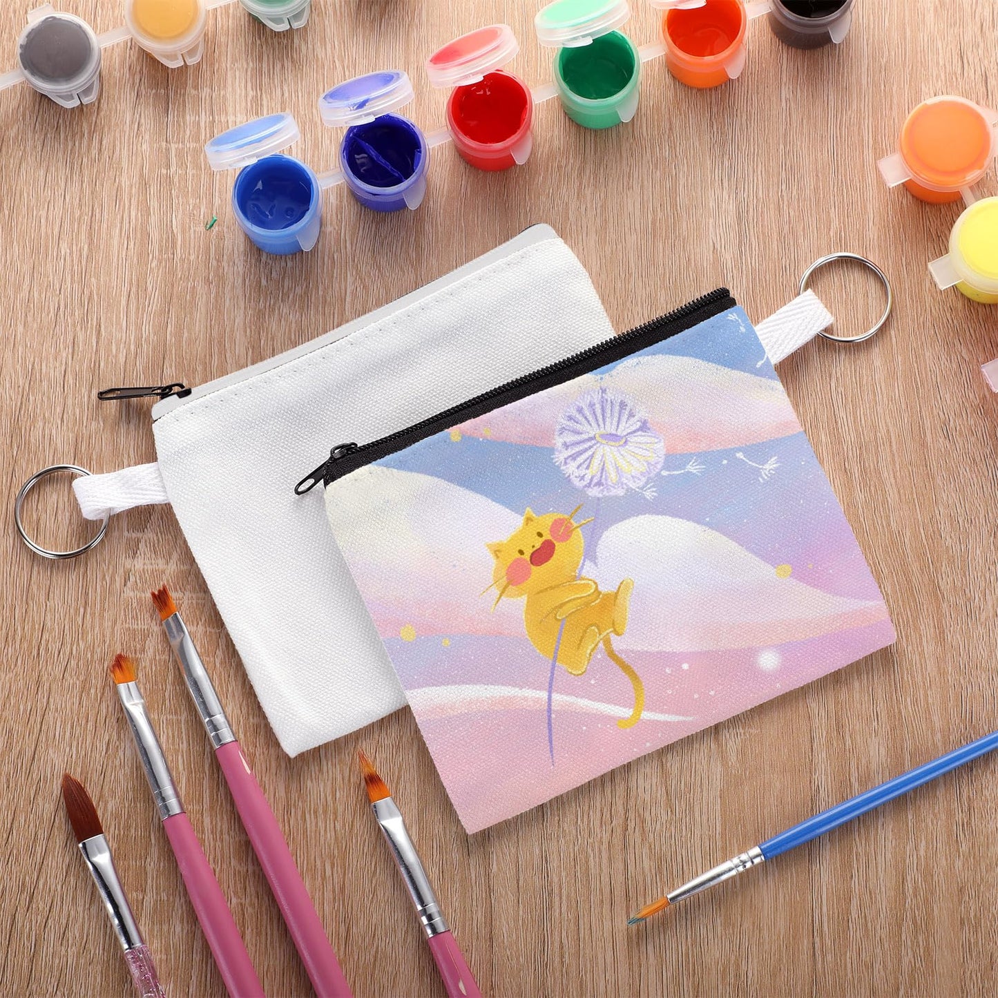 Frienda Sublimation Blank Coin Purse Small Canvas Makeup Bags, Multi Color