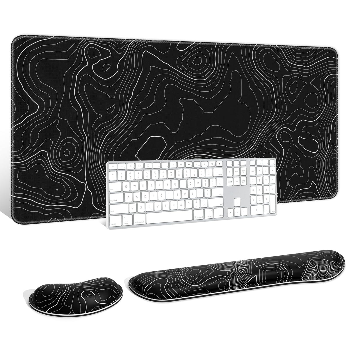 Auhoahsil Large Mouse Pad with Wrist Rests for Keyboard & Mouse, Thick Soft Ergonomic Memory Foam