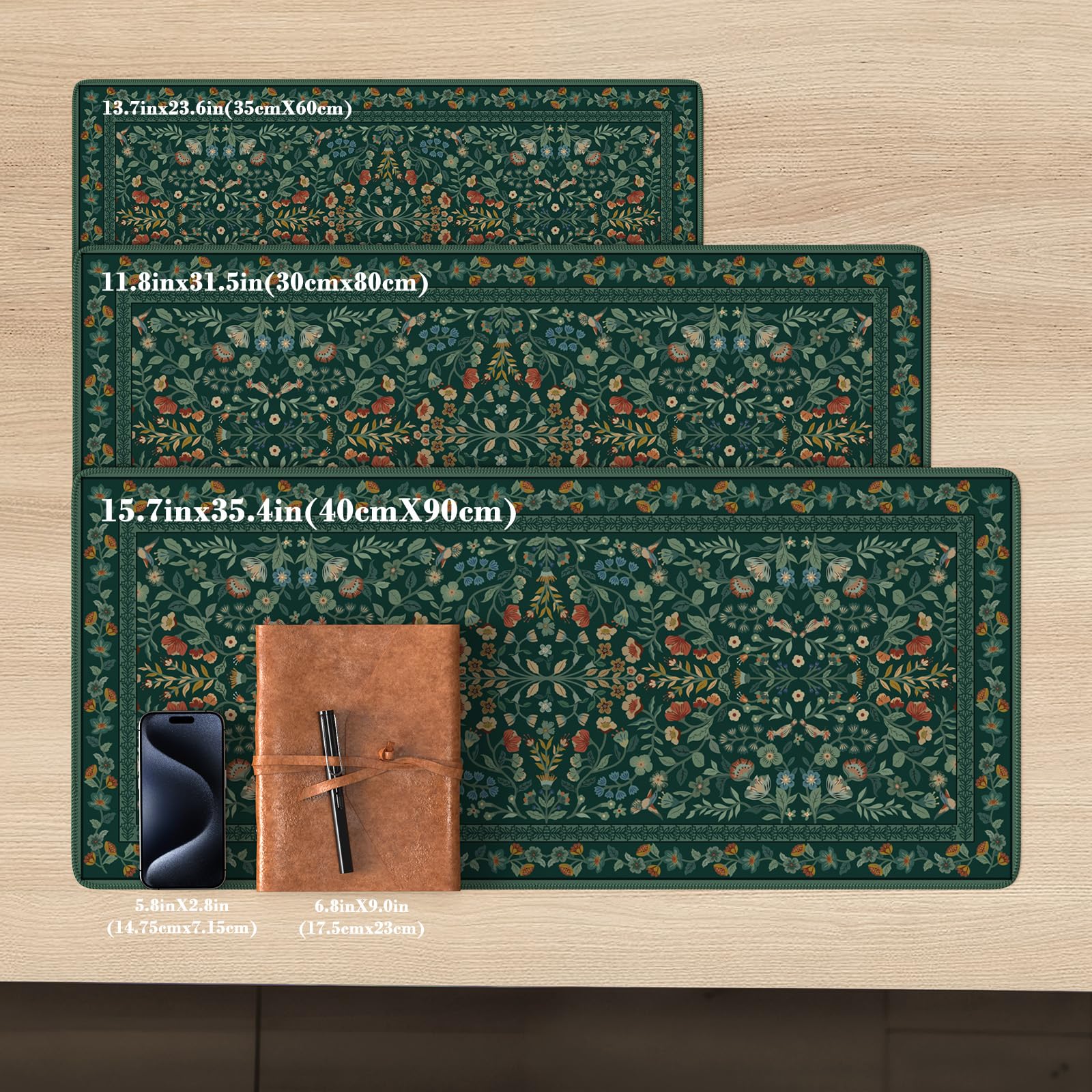 iCasso Desk Mat,Mouse Pad for Office Decor,35.4x15.7in,Deep Green