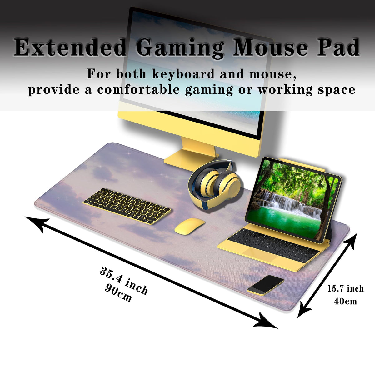 Samgula Keyboard Mouse Pad Pink, Desktop Mat Desk Decor for Girls Big Mouse Pad, Desk Pad Gaming