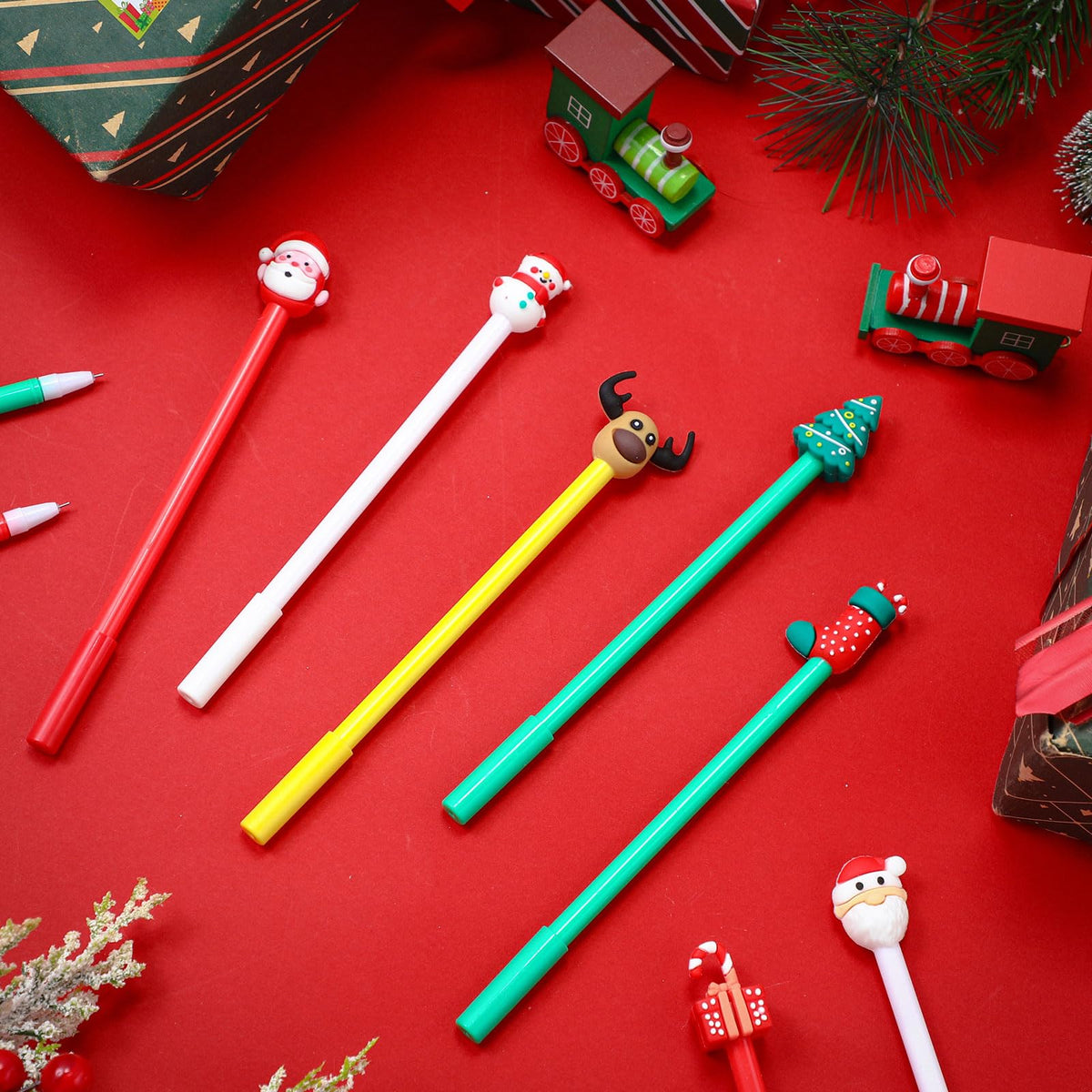 Zonon 48 Pieces Christmas Novelty Fun Gel Pen Bulk, 7 Styles, Black Ink