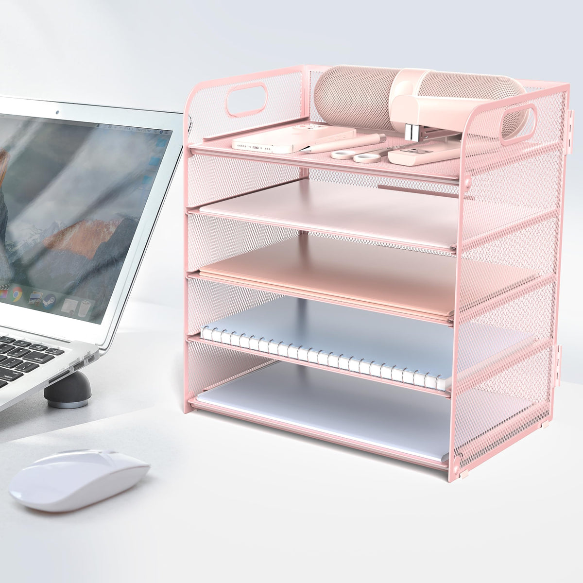 Sinboun Letter Tray Paper Organizer 5-Tier Desk Organizer File Organizer Paper Holder with Handle