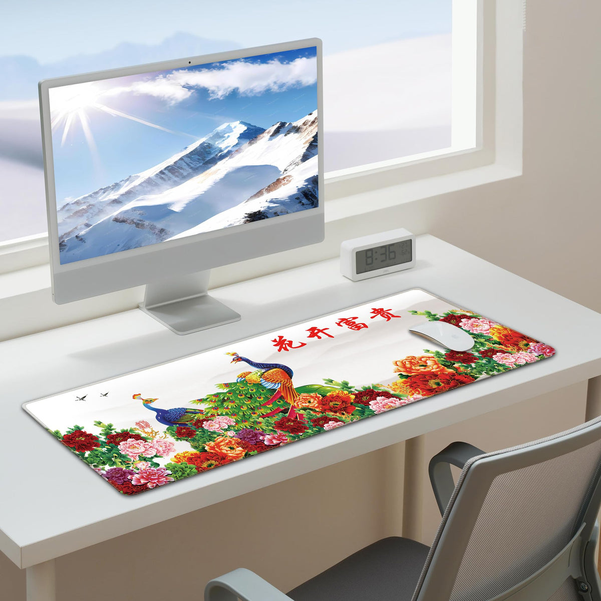 LL-COEUR XXL Landscape Gaming Mouse Pad Computer Keyboard Mat Office Desk Pad (Peacock, 27.5" x