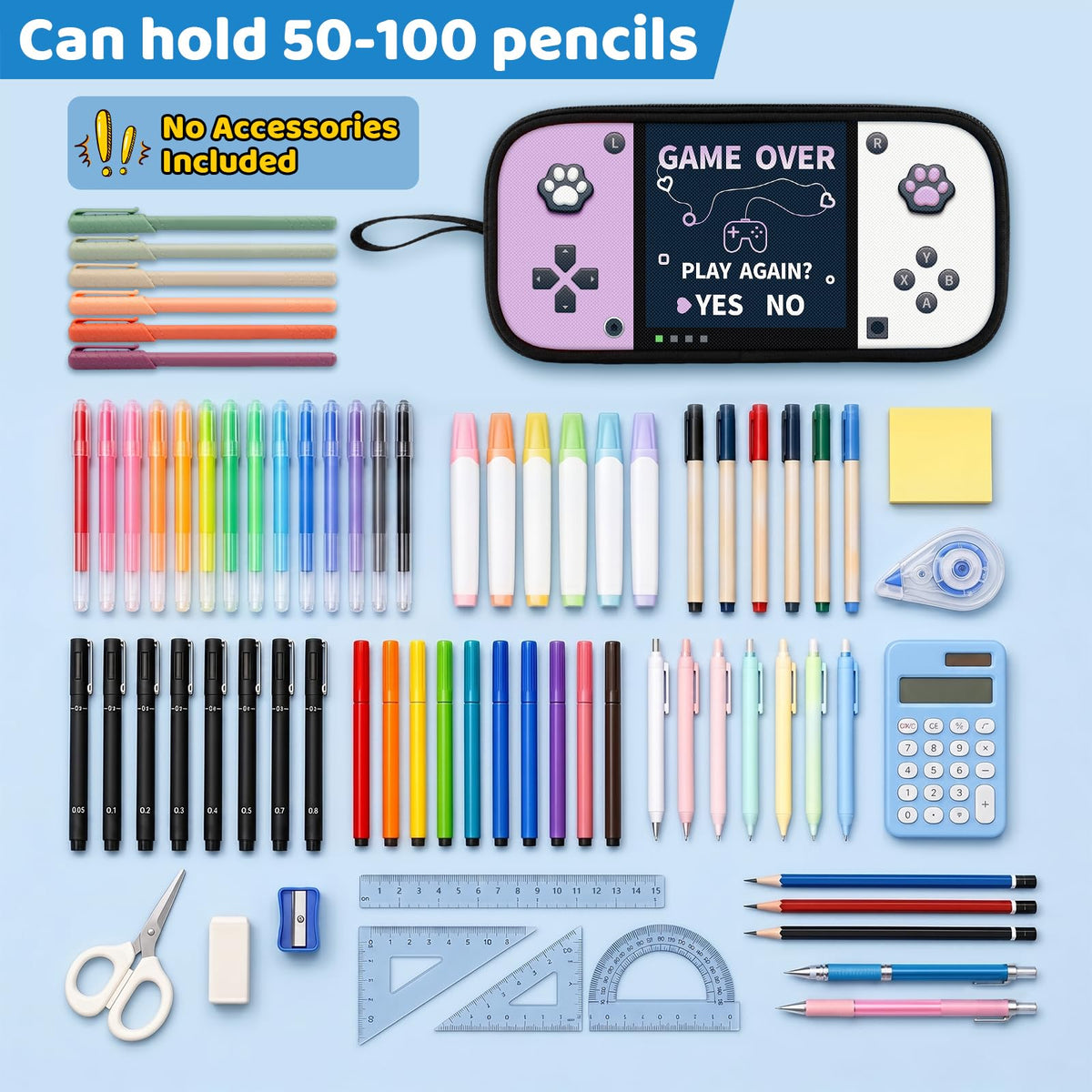 Easozoom Game Controller Pencil Case for Boys Kids Teens, Large Capacity Pencil Pouch with 3