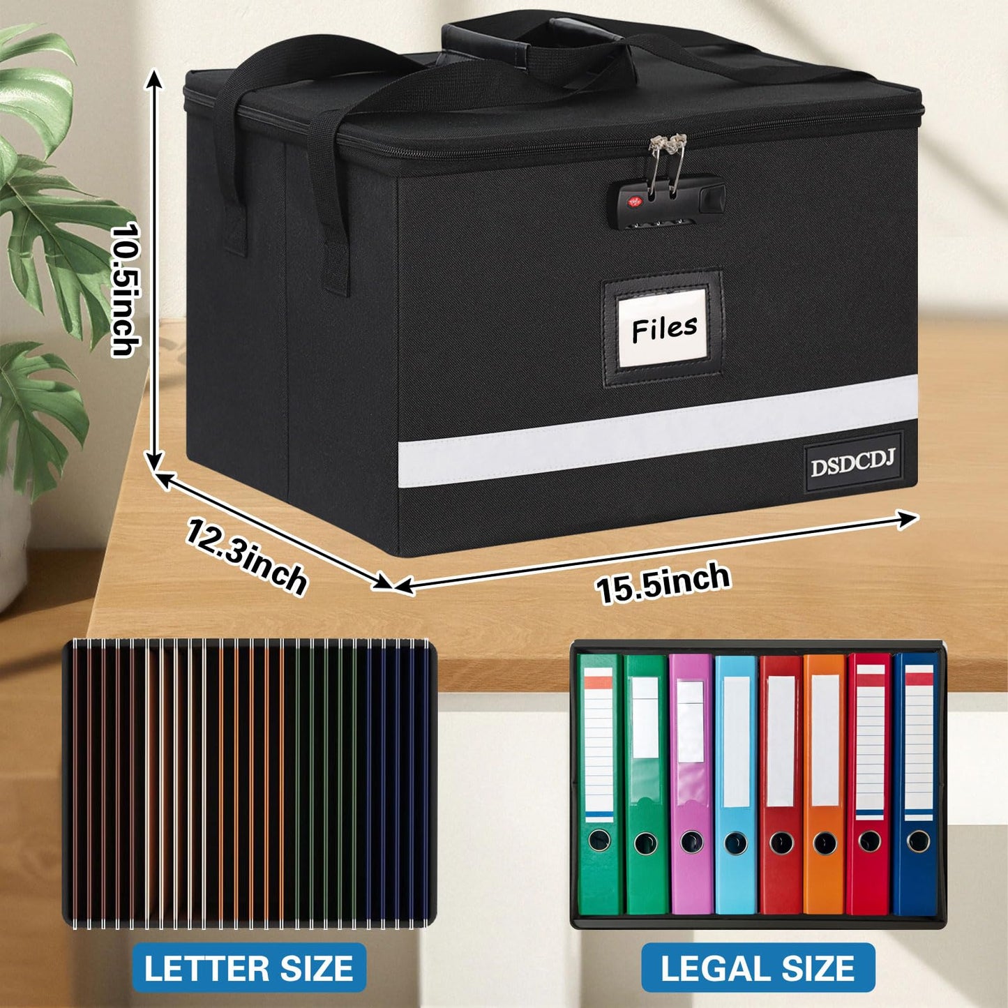 DSDCDJ File Box with Lock - Portable File Organizer Box with Handle, Sturdy Important Document