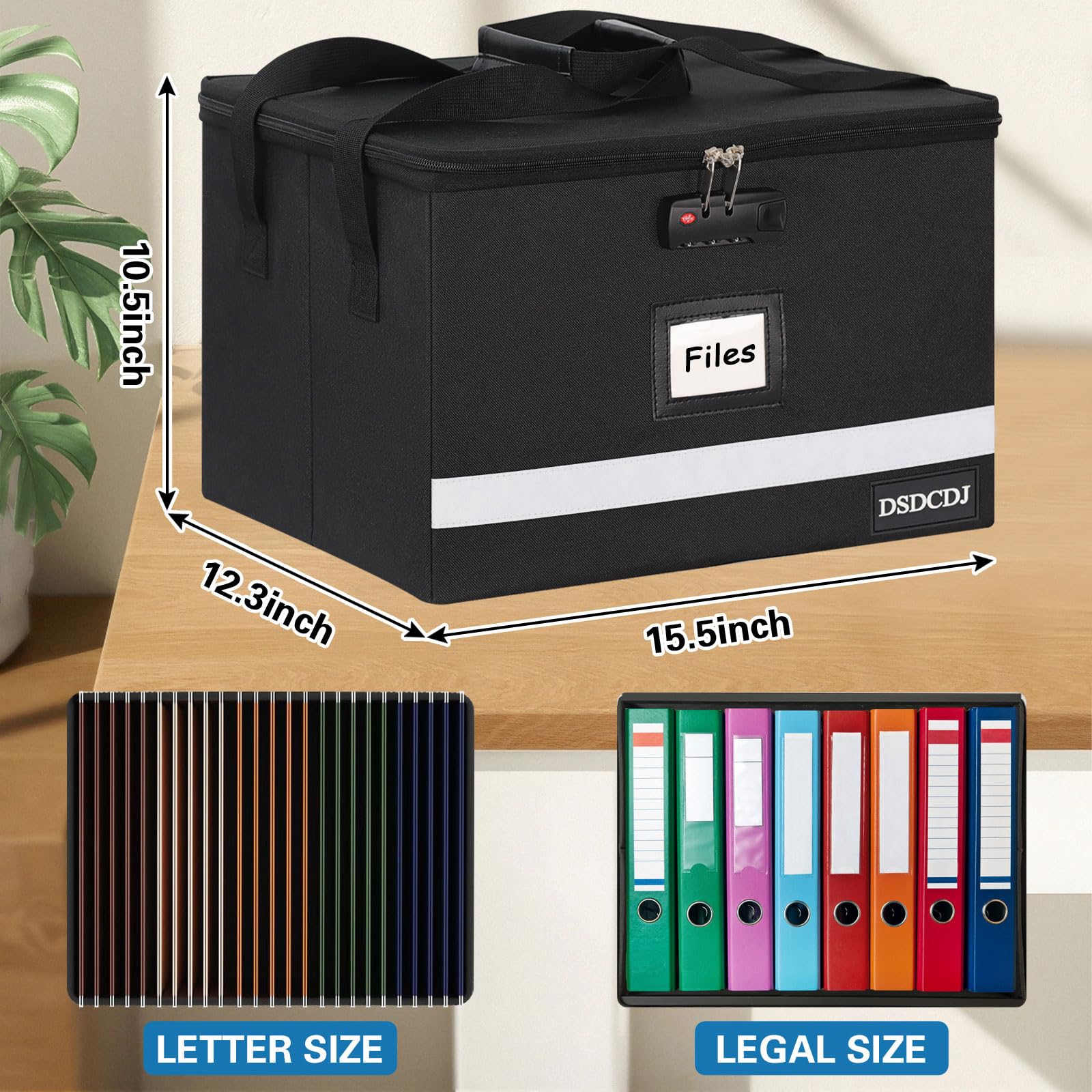 DSDCDJ File Box with Lock - Portable File Organizer Box with Handle, Sturdy Important Document