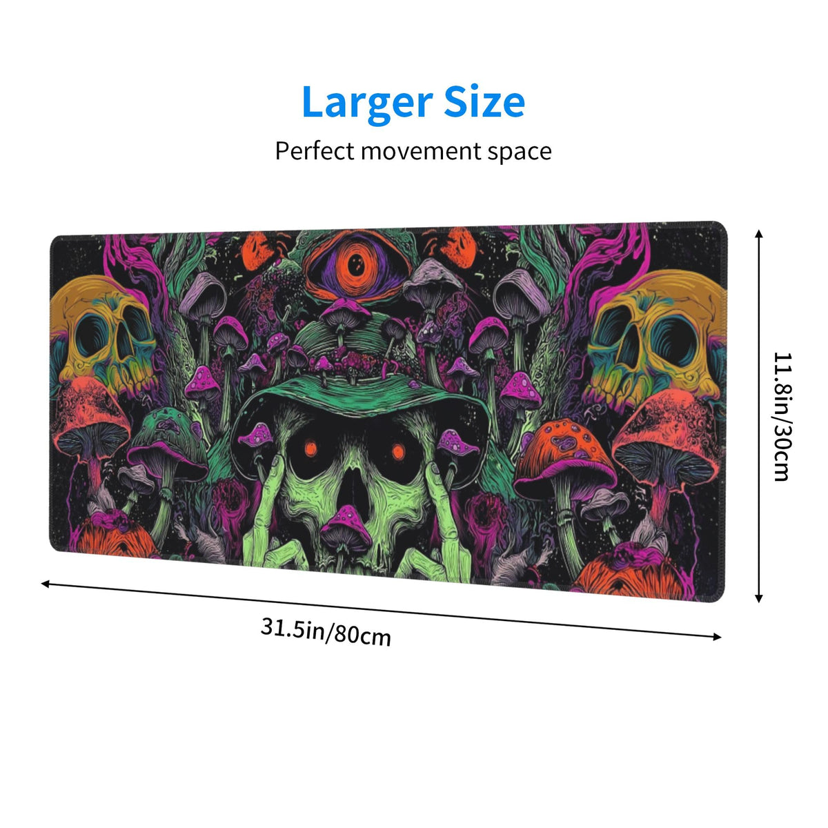 Skull Mushroom Mouse Pad Extended Large Gaming Mouse Pad XL Stitched Edges for Gamer Home Office