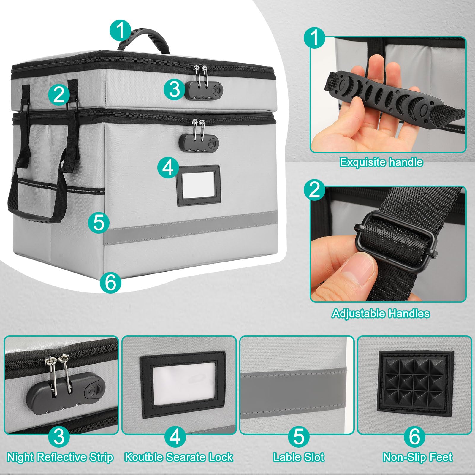 EXLIFBAG Fireproof File Organizer with Lock, 2 Layer
