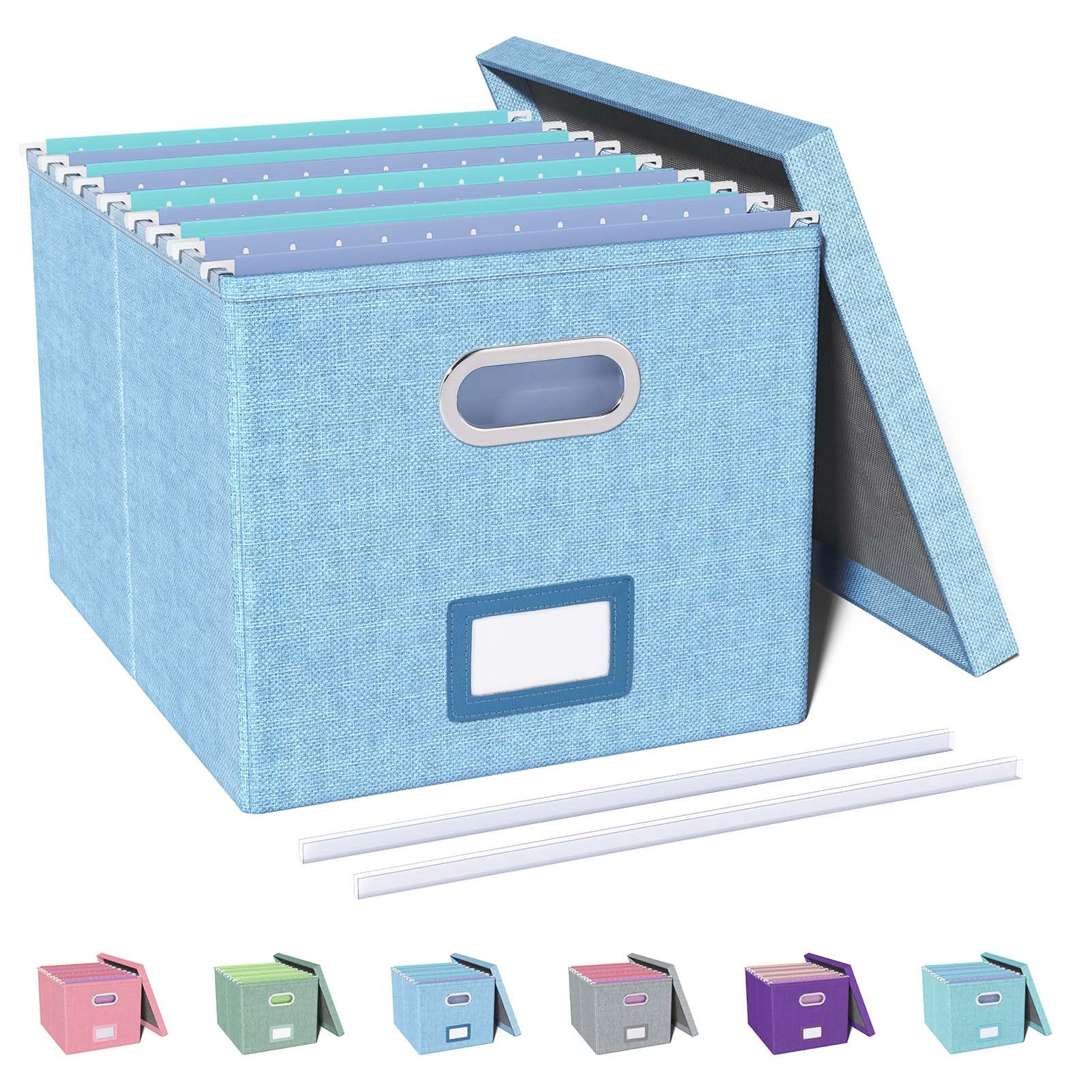 Oterri File Organizer, File Box, File Cabinet for Letter File Folder Storage, Portable Storage Bins