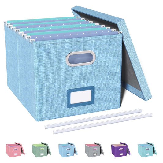 Oterri File Organizer, File Box, File Cabinet for Letter File Folder Storage, Portable Storage Bins