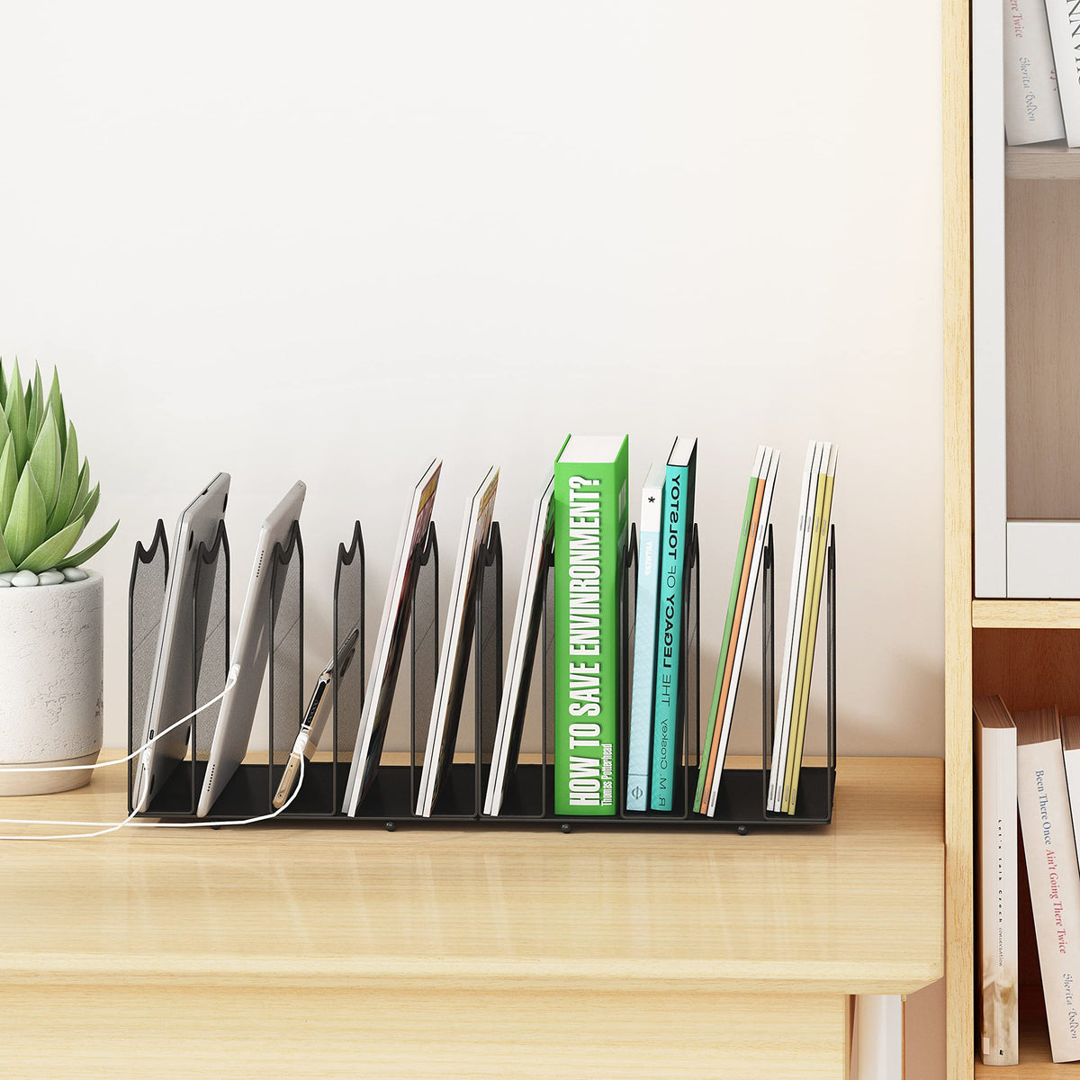 Simple Trending 5-Section Vertical File Organizer, Black