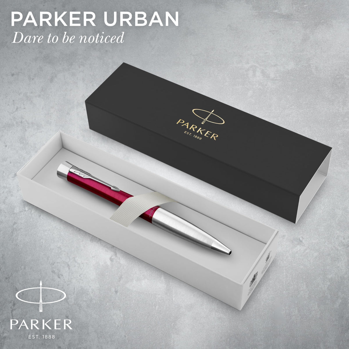 PARKER Urban Twist Ballpoint Pen | Vibrant Magenta with Chrome Trim | Medium Point Blue Ink Refill