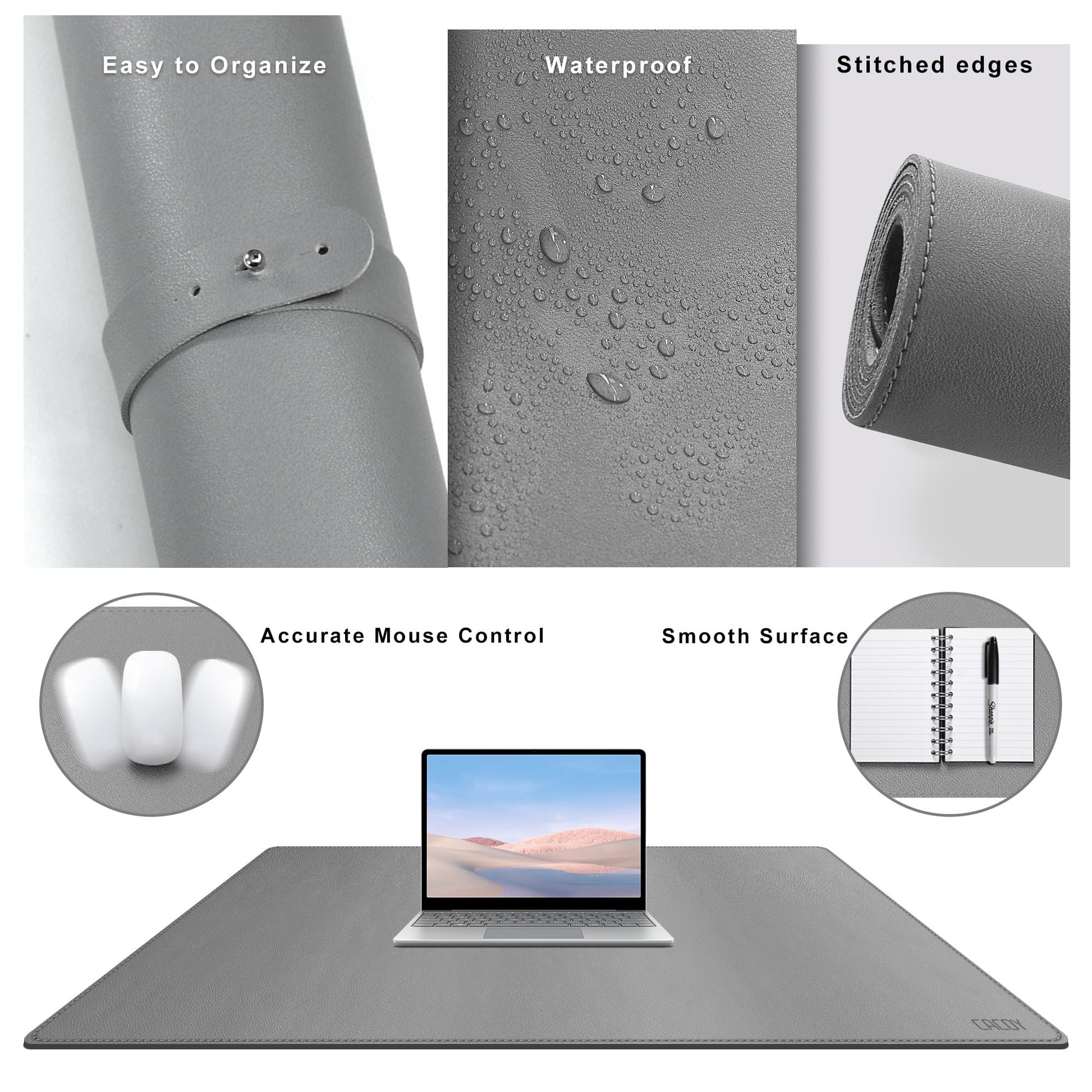 Cacoy 40" x 24" PU Leather Moues Pad for Desk, XXL Large Computer Desk Pad Blotters for Keyboard