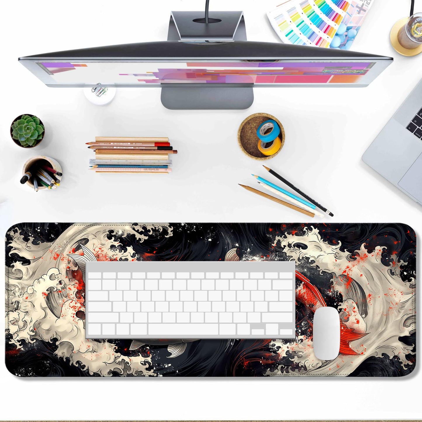 AYKDTFN Japanese Koi Fish Mouse Pad & Desk Mat for Gaming, Office & Home