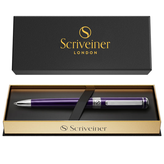 Scriveiner Aubergine Lacquer Ballpoint Pen - Stunning Luxury Pen, Schmidt Black Refill, Best Gift