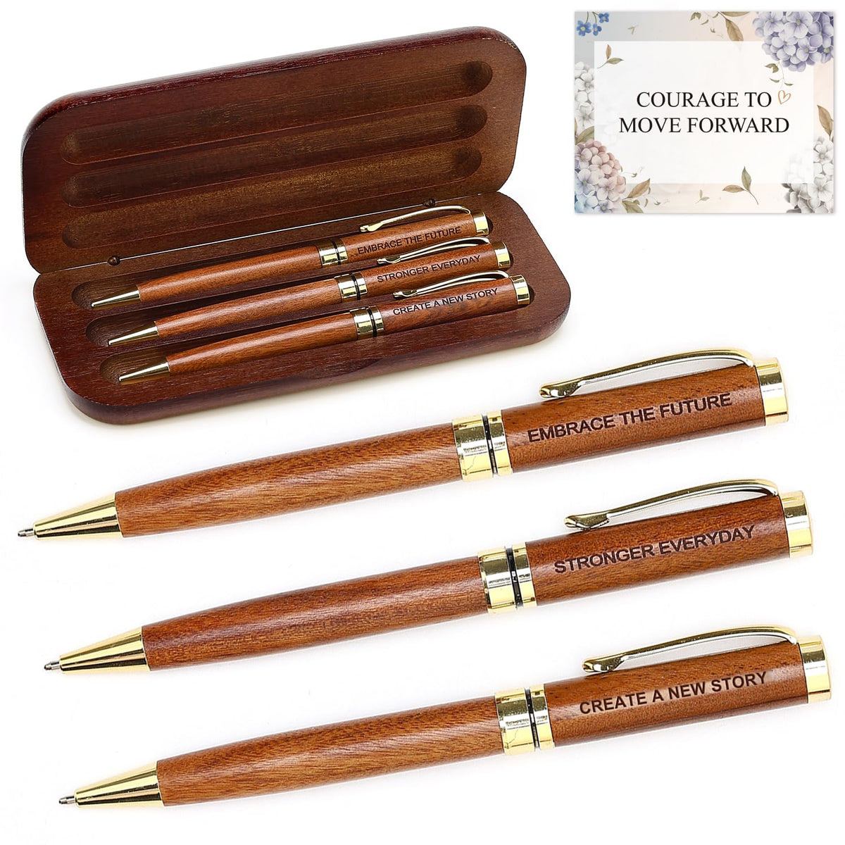 Farewell Gifts for Coworkers Leaving Job Goodbye Gift Wood Engraved Pen Set