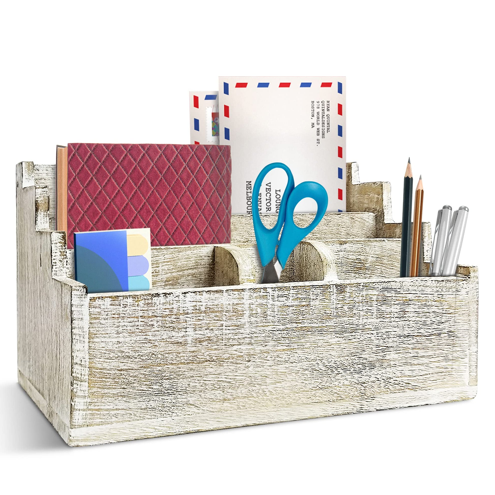 MY VINTAGE FINDS Mail Organizer Countertop Cute Desk Organizer White
