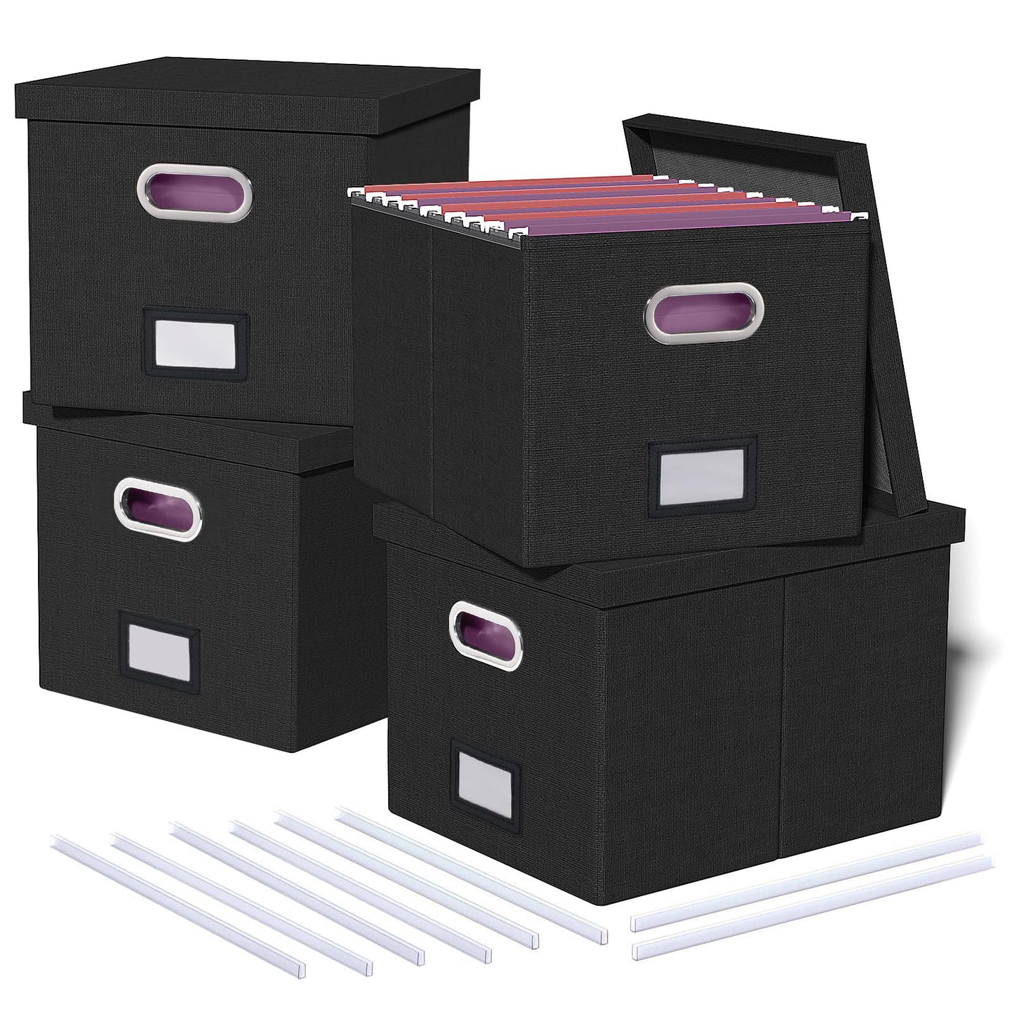 4 Pack File Storage Organizer, Document Organizer, Portable File Box with Lid, Fit for Letter/Legal