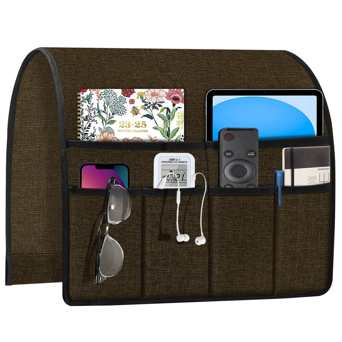 Joywell Remote Control Holder Armchair Caddy Armrest Organizer Dark Chocolate