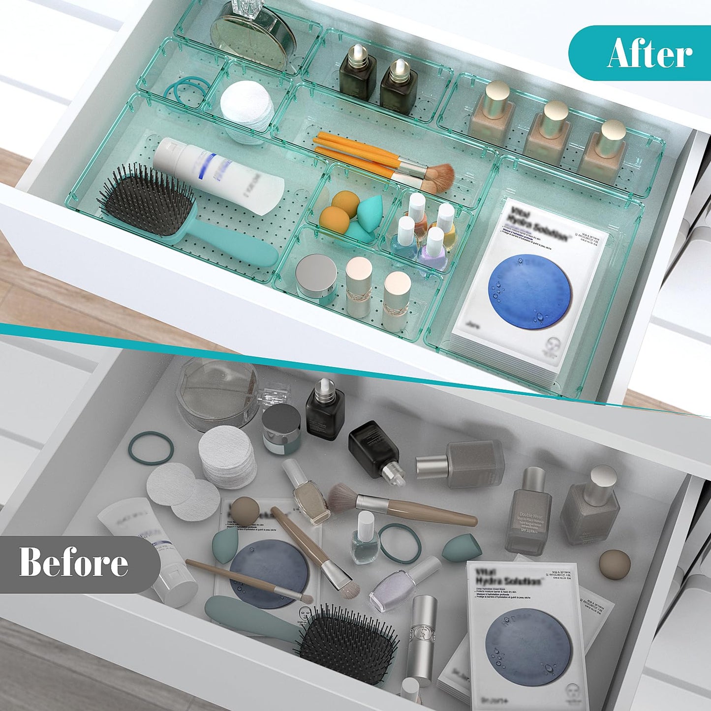23 PCS Plastic Drawer Organizers Set, 4 Size Desk Drawer Organizer Trays