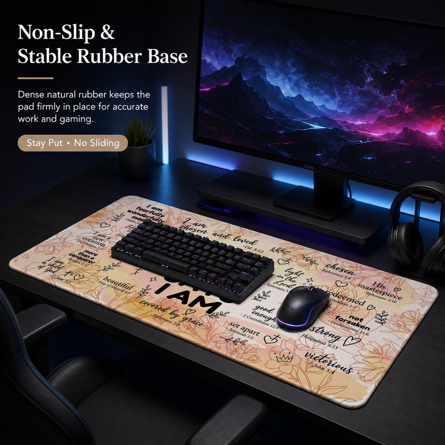 DOFQZ God Says I Am Christian Desk Mat Large Mouse Pad 31.5x15.7 Inch,M001
