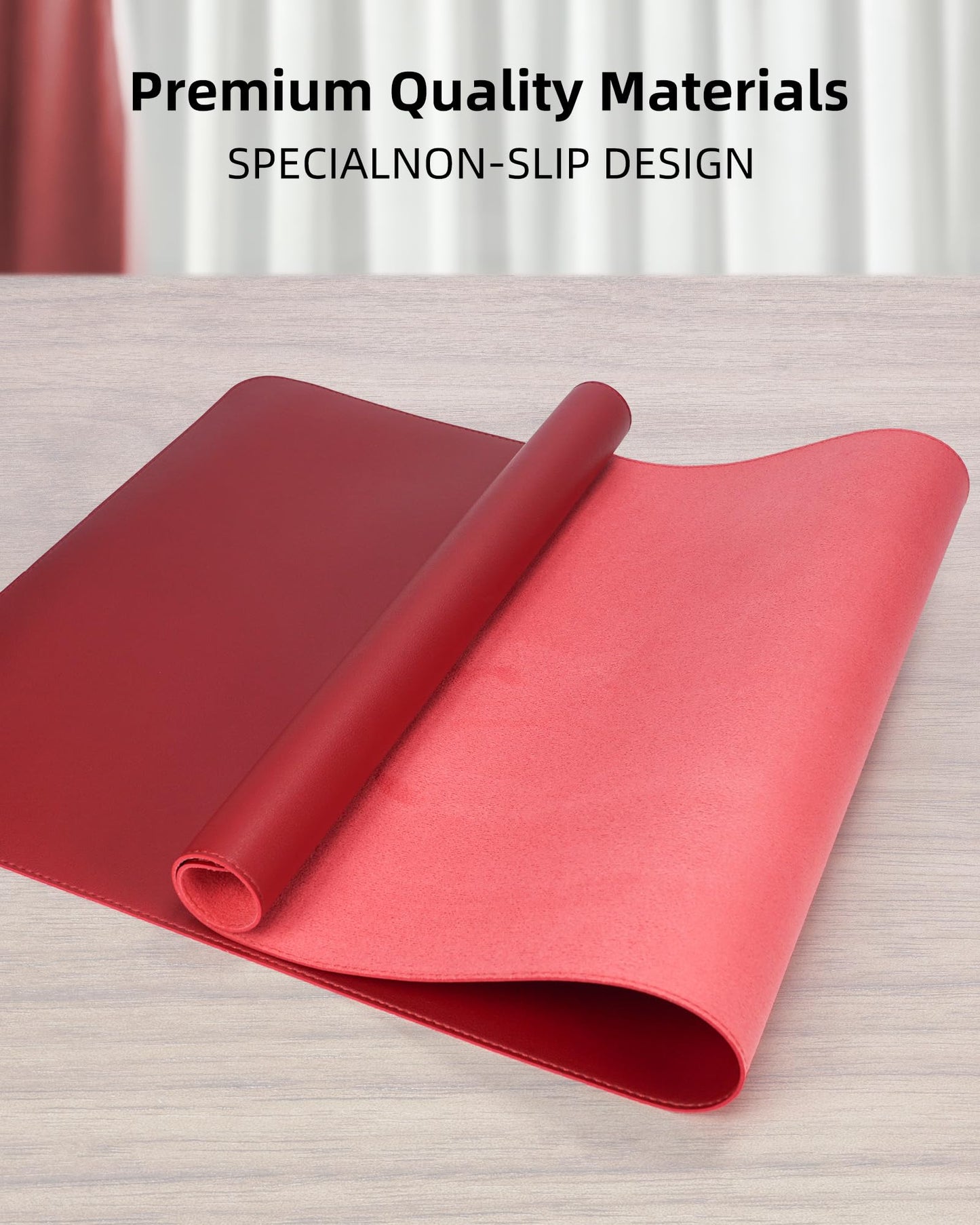 PU Leather Desk Pad Protector - 36"x17" Large Non-Slip Desk Mat, Waterproof Office Desk Blotter for