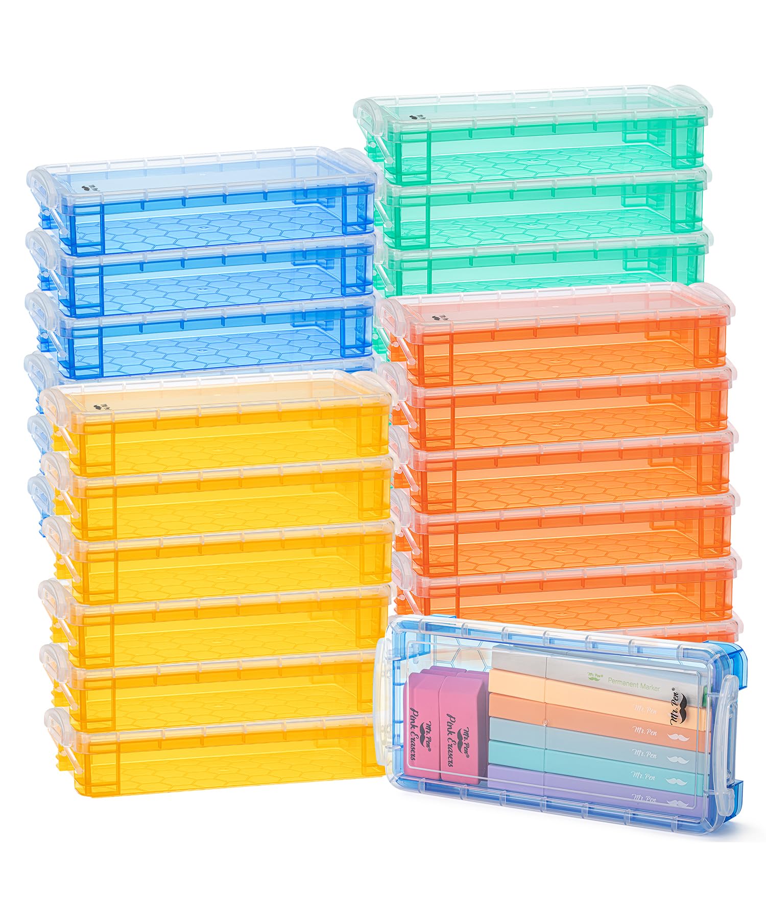Mr. Pen- Plastic Pencil Case Box Bulk, 24 Pack