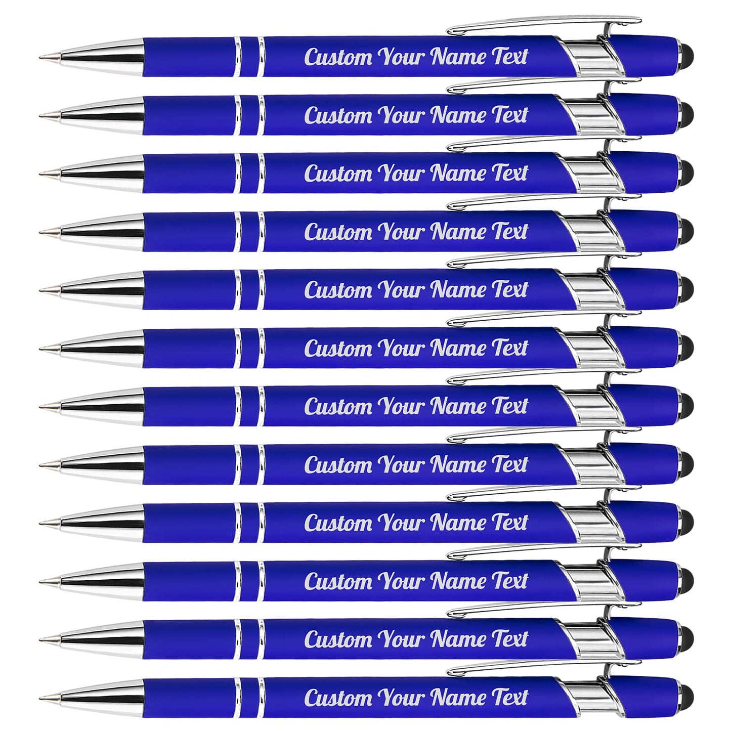12PCS Personalized Pens Bulk with Name Free Engraving,Custom Ballpoint Pens with Stylus,Engraved