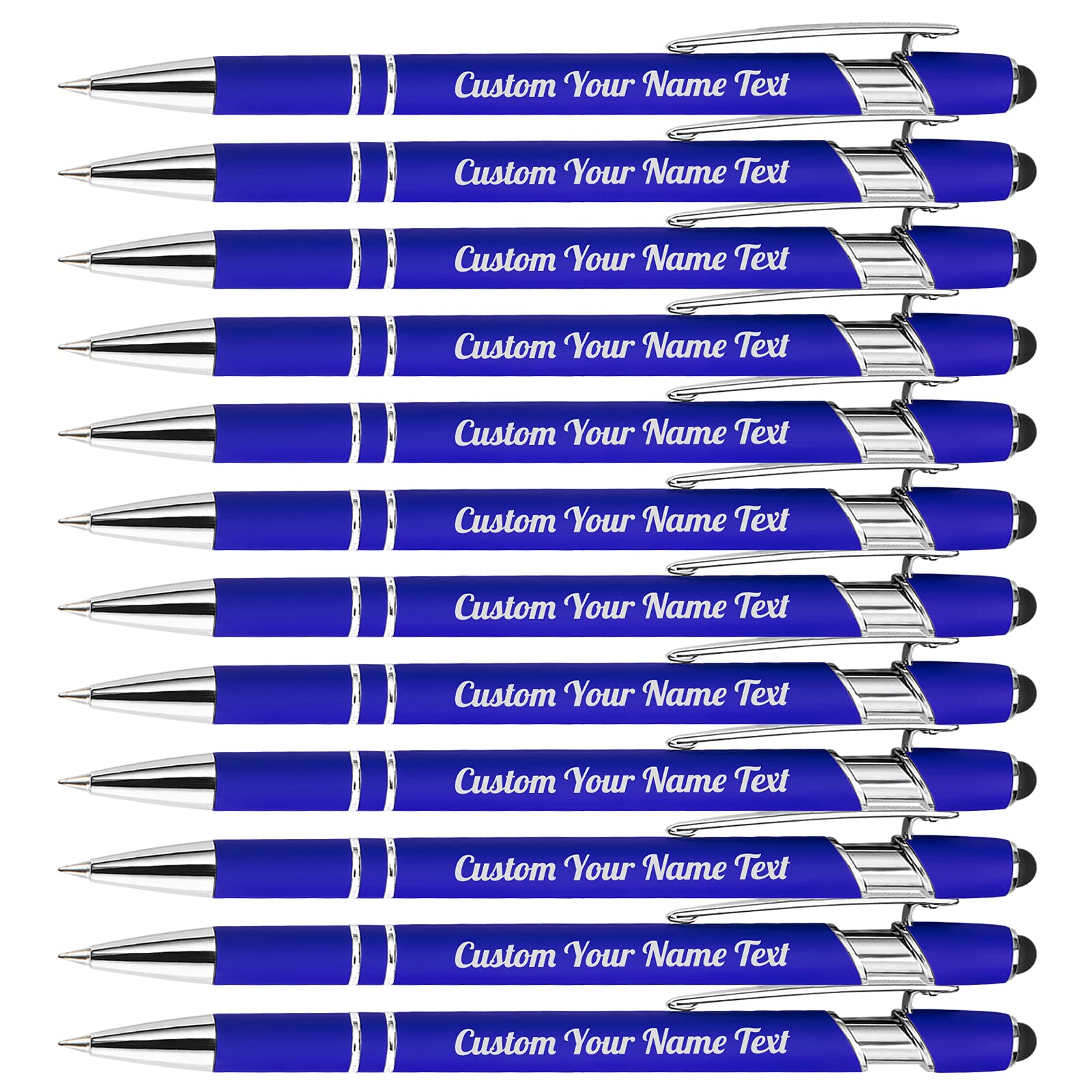 12PCS Personalized Pens Bulk with Name Free Engraving,Custom Ballpoint Pens with Stylus,Engraved
