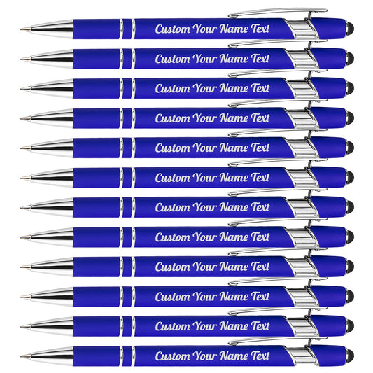 12PCS Personalized Pens Bulk with Name Free Engraving,Custom Ballpoint Pens with Stylus,Engraved
