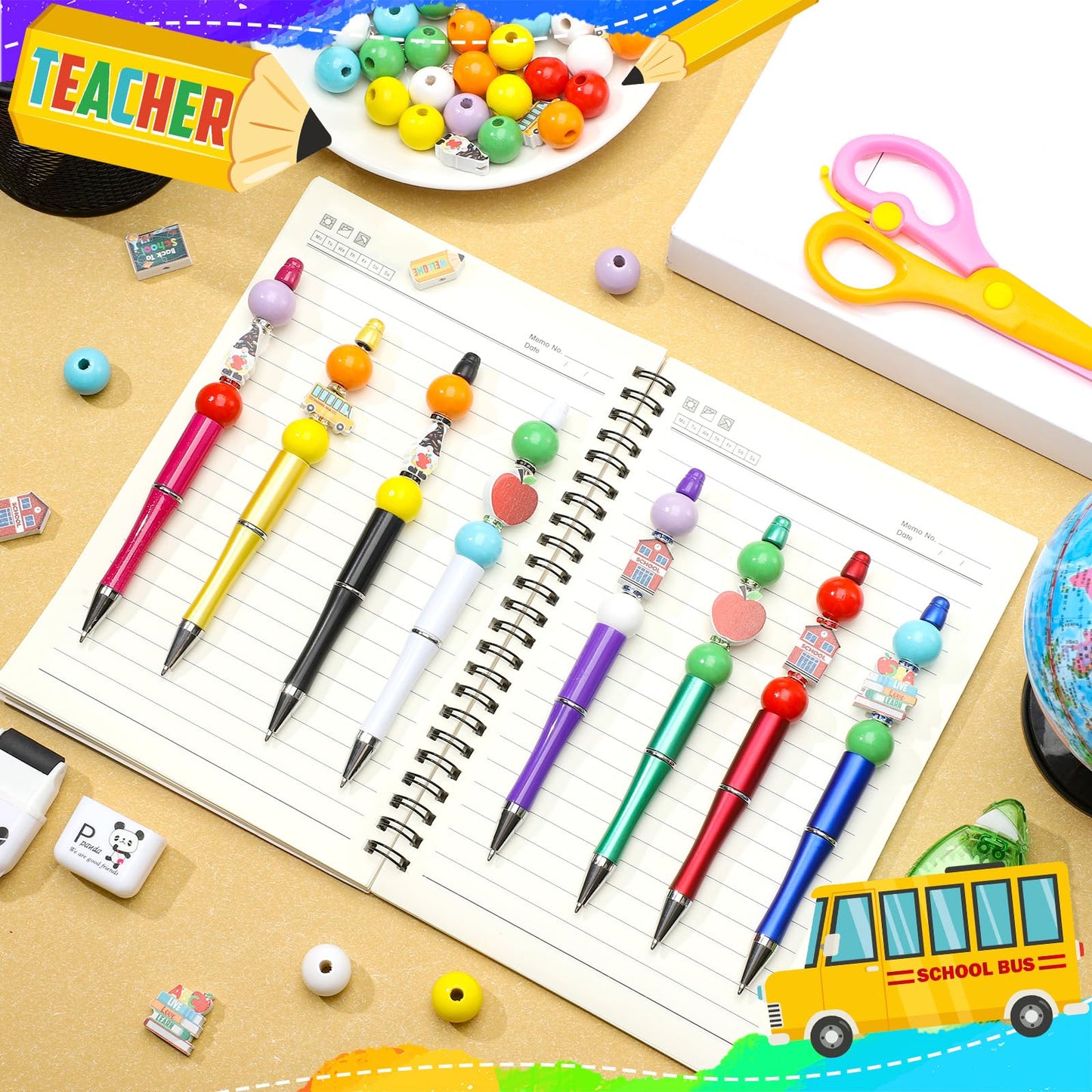 Zhanmai 197 Pcs Back to School DIY Beadable Pens Kit