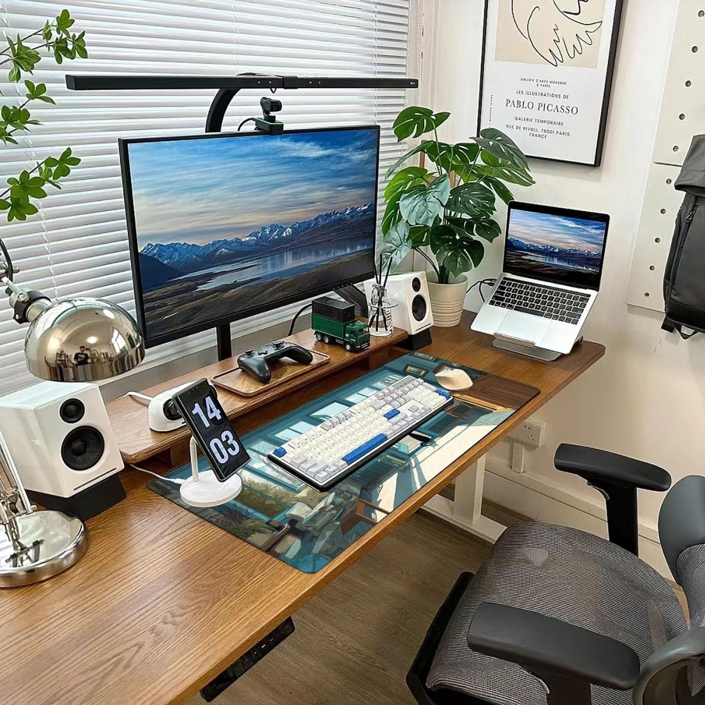 Desk Mat Mouse Pad Gaming Desk Pad XL Large Mouse Mat Office Decor Accessories (Blue C)