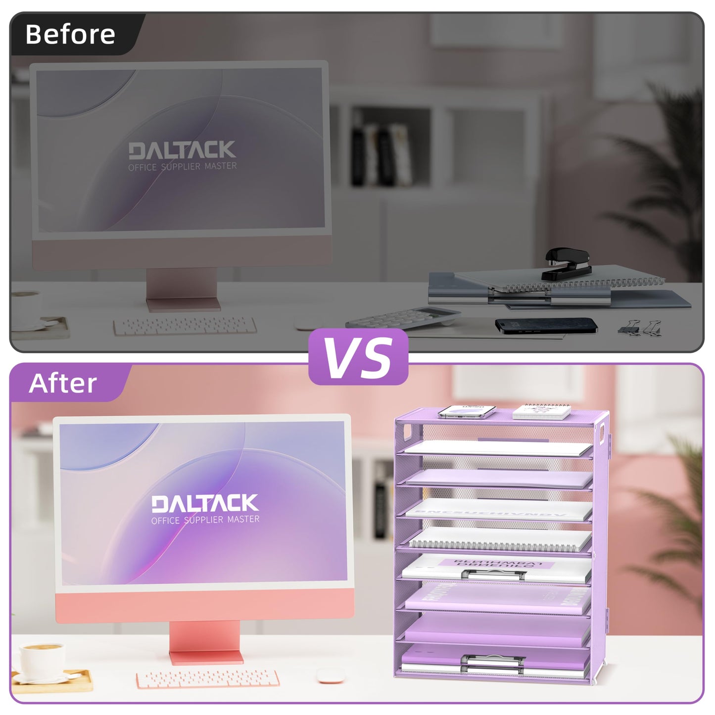 DALTACK 9-Tier Paper Letter Tray Desk Organizer with Handles, Mesh File Holder Organization, Paper